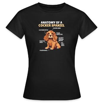 Explication du chien Anatomie d’un cocker - T-shirt Femme - noir - Devant - AI Model Female 172 dark (172cm)
