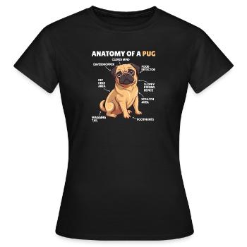 Explication du chien Anatomie d’un carlin - T-shirt Femme - noir - Devant - AI Model Female 172 dark (172cm)