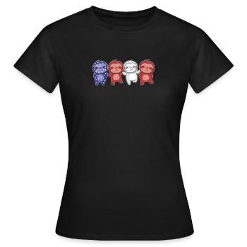 Faultier für den vierten Juli USA Flagge Faultiere - Frauen T-Shirt - Schwarz - Vorne - AI Model Female 172 dark (172cm)