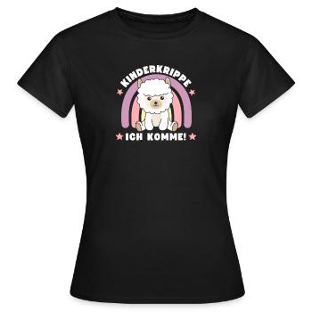 Kinderkrippe Ich Komme! Alpaka - Frauen T-Shirt - Schwarz - Vorne - AI Model Female 172 dark (172cm)