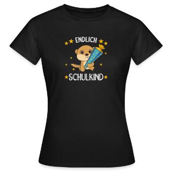 endlich Schulkind Einschulung Schule Erdmännchen - Frauen T-Shirt - Schwarz - Vorne - AI Model Female 172 dark (172cm)