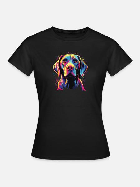 Wasserfarben Farbenfroher Pointer - Frauen T-Shirt - Schwarz