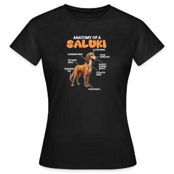 Explication du chien Anatomie d’un Saluki - T-shirt Femme - noir - Devant - AI Model Female 172 dark (172cm)