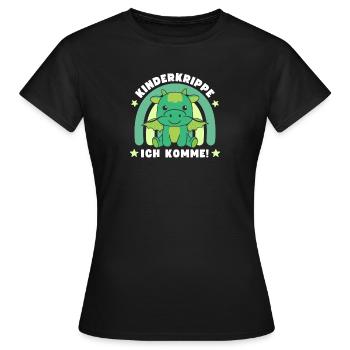 Crèche j’arrive ! Dragon - T-shirt Femme - noir - Devant - AI Model Female 172 dark (172cm)