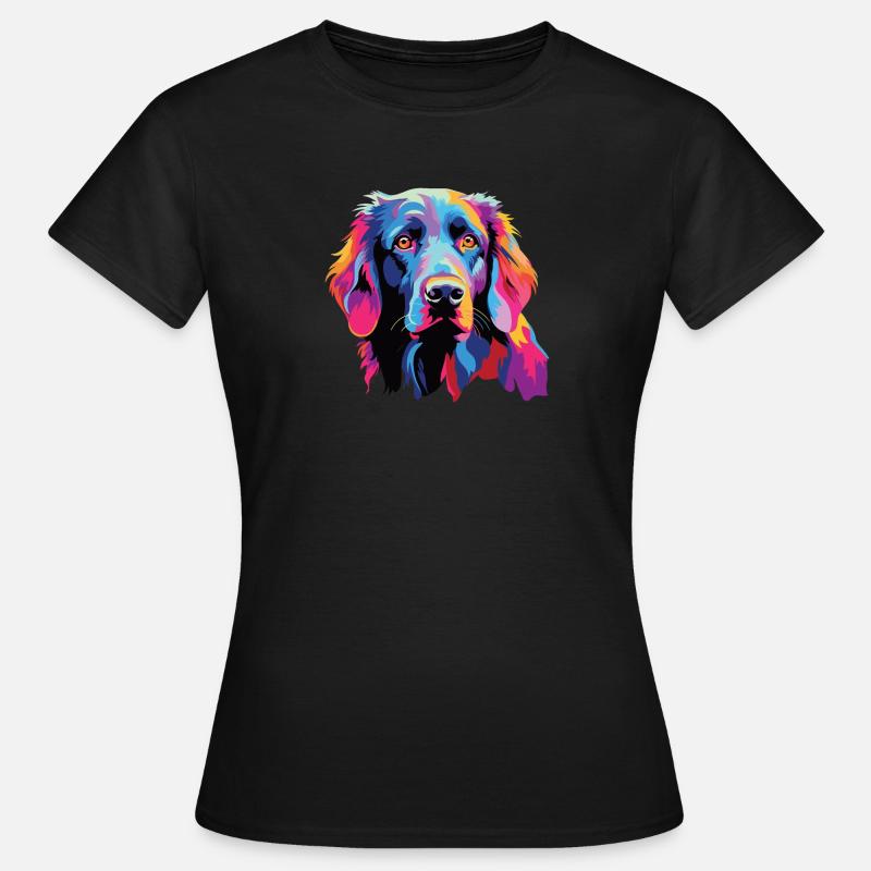 Akvarell Fargerike Flat Coated Retriever - T-skjorte for kvinner - svart