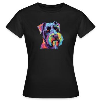 Wasserfarben Farbenfroher Standard Schnauzer - Frauen T-Shirt - Schwarz - Vorne - AI Model Female 172 dark (172cm)