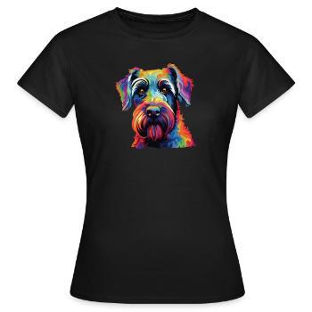 Wasserfarben Farbenfroher Standard Schnauzer - Frauen T-Shirt - Schwarz - Vorne - AI Model Female 172 dark (172cm)