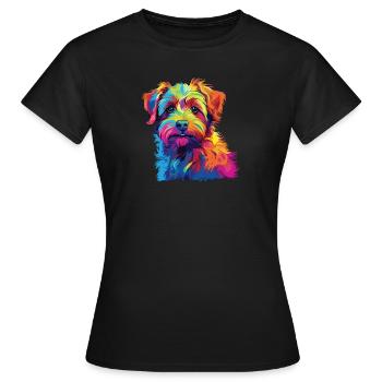 Wasserfarben Farbenfroher Norfolk Terrier - Frauen T-Shirt - Schwarz - Vorne - AI Model Female 172 dark (172cm)