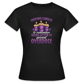 Allumer des bougies pour se souvenir de la sensibilisation aux surdoses - T-shirt Femme - noir - Devant - AI Model Female 172 dark (172cm)
