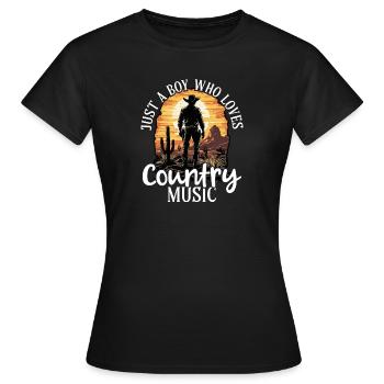 Just a boy who loves country music - Frauen T-Shirt - Schwarz - Vorne - AI Model Female 172 dark (172cm)