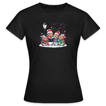 Noël festif Capybara d’hiver - T-shirt Femme - noir - Devant - AI Model Female 172 dark (172cm)