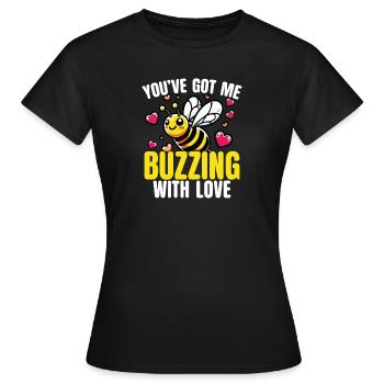 Tu m’as devant l’amour fredonner mignon - T-shirt Femme - noir - Devant - AI Model Female 172 dark (172cm)