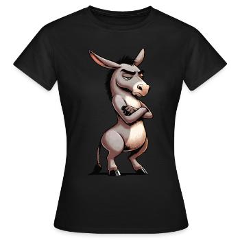Esel Eselchen Eselhalter Muli Langohresel Muli - Frauen T-Shirt - Schwarz - Vorne - AI Model Female 172 dark (172cm)