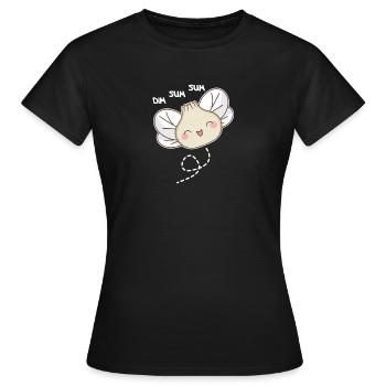 dim sum sum bee kawaii dumplings bees - Women's T-Shirt - black - Front - AI Model Female 172 dark (172cm)