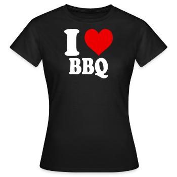 I Love BBQ Heart Funny Witty - Women's T-Shirt - black - Front - AI Model Female 172 dark (172cm)