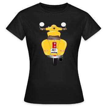 scooter jaune soleil avec plaque d'immatriculation excitante - T-shirt Femme - noir - Devant - AI Model Female 172 dark (172cm)