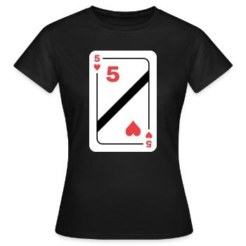 Coeur Cinq Carte à jouer Carte de poker - T-shirt Femme - noir - Devant - AI Model Female 172 dark (172cm)