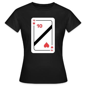 Herz Zehn Spielkarte Pokerkarte - Frauen T-Shirt - Schwarz - Vorne - AI Model Female 172 dark (172cm)
