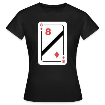 Karo Acht Spielkarte Pokerkarte - Frauen T-Shirt - Schwarz - Vorne - AI Model Female 172 dark (172cm)