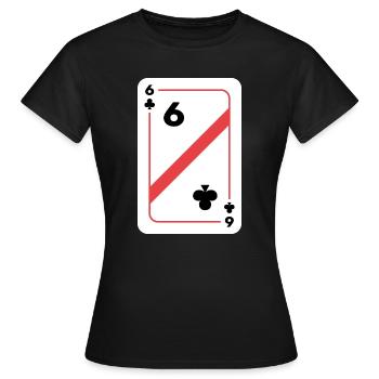 Kreuz Sechs Spielkarte Pokerkarte - Frauen T-Shirt - Schwarz - Vorne - AI Model Female 172 dark (172cm)