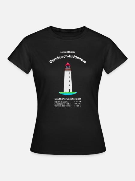 Leuchtturm Dornbusch, Insel Hiddensee, Ostseeküste - Frauen T-Shirt - Schwarz