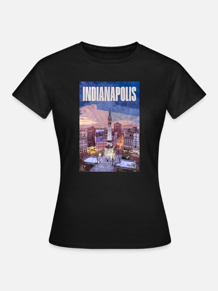Indianapolis Skyline am Monument Circle - Frauen T-Shirt - Schwarz