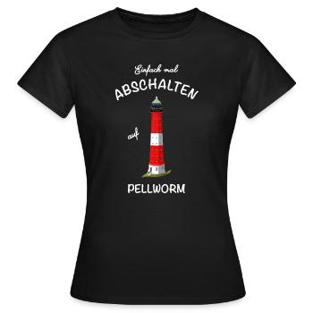 Kultiger Leuchtturm Pellworm, Nordsee, Abschalten - Frauen T-Shirt - Schwarz - Vorne - AI Model Female 172 dark (172cm)