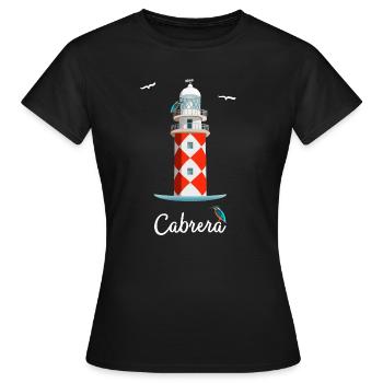 Îles Baléares Île Cabrera, dessin du phare - T-shirt Femme - noir - Devant - AI Model Female 172 dark (172cm)