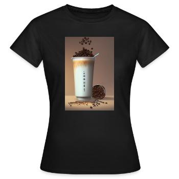 Café, grains de café - T-shirt Femme - noir - Devant - AI Model Female 172 dark (172cm)