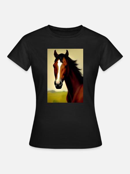 Pferdekopf Öl Malerei - Frauen T-Shirt - Schwarz
