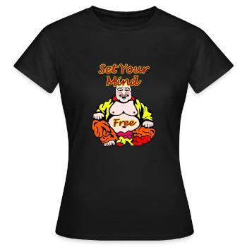 Liberté et expression de soi Méditation Design - T-shirt Femme - noir - Devant - AI Model Female 172 dark (172cm)