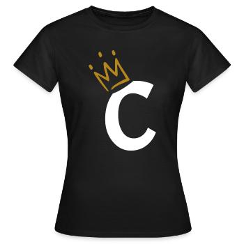 Lettre C - initiale lettre C - T-shirt Femme - noir - Devant - AI Model Female 172 dark (172cm)