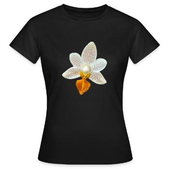Fleur d’orchidée Phalaenopsis MiniMark Orchidée - T-shirt Femme - noir - Devant - AI Model Female 172 dark (172cm)