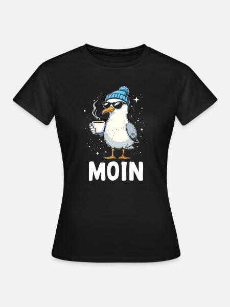 Moin Seagull Coffee Küste Norddeutschland - Frauen T-Shirt - Schwarz