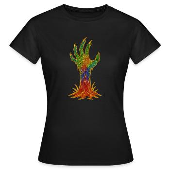 Regenbogen-Glitzerhand Erwachen - Frauen T-Shirt - Schwarz - Vorne - AI Model Female 172 dark (172cm)
