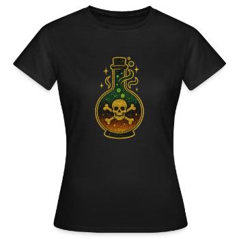 Halloween Poison Bottle | Glittering Skull Vial - Women's T-Shirt - black - Front - AI Model Female 172 dark (172cm)