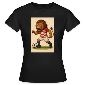 Löwe im Kroatien Fußballjersey - Frauen T-Shirt - Schwarz - Vorne - AI Model Female 172 dark (172cm)