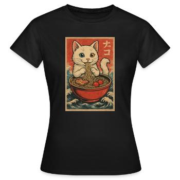 Cat Frames Ukiyo-E Retro - Women's T-Shirt - black - Front - AI Model Female 172 dark (172cm)