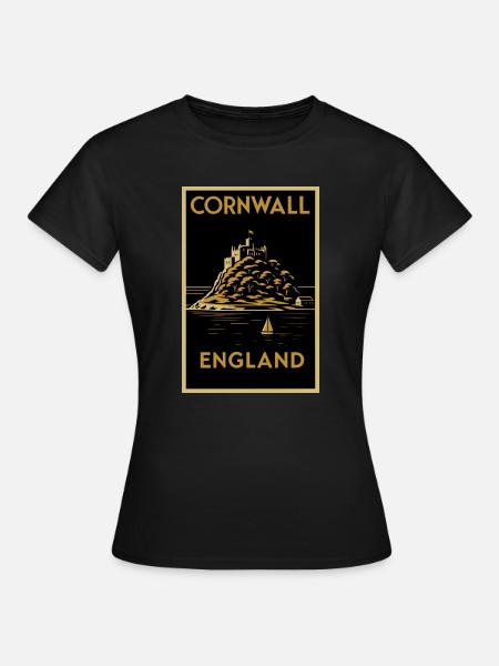Cornwall England – Art Deco Travel Poster - Women's T-Shirt - black