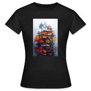 NO ADDRESS NEEDED - Modern Autumn Island Villa - Women's T-Shirt - black - Front - AI Model Female 172 dark (172cm)