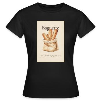Baguette Weil Glück Knusprig Sein Darf - Frauen T-Shirt - Schwarz - Vorne - AI Model Female 172 dark (172cm)