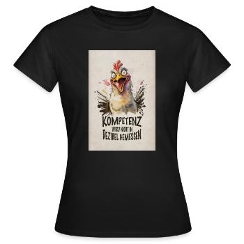 Kompetenz wird nicht in Dezibel gemessen - Frauen T-Shirt - Schwarz - Vorne - AI Model Female 172 dark (172cm)