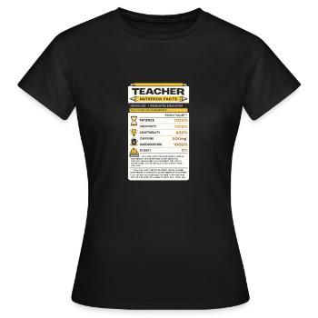 Teacher Nutrition Facts Gift for Educator - Women's T-Shirt - black - Front - AI Model Female 172 dark (172cm)