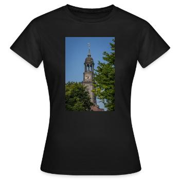 L’église Saint-Michel entre deux arbres - T-shirt Femme - noir - Devant - AI Model Female 172 dark (172cm)