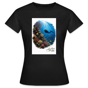 Azzo Unterwasser-Abenteuer - Frauen T-Shirt - Schwarz - Vorne - AI Model Female 172 dark (172cm)