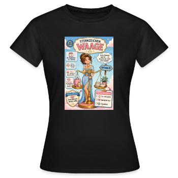 Waage - Zwei Optionen, drei Stunden Entscheidung - Frauen T-Shirt - Schwarz - Vorne - AI Model Female 172 dark (172cm)