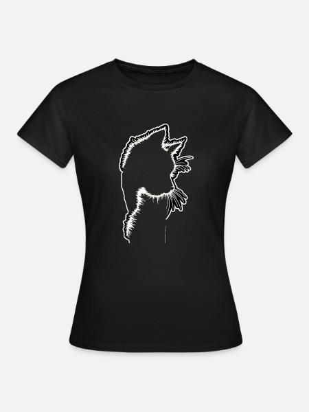 Katzensilhouette | Minimalistisches Design - Frauen T-Shirt - Schwarz