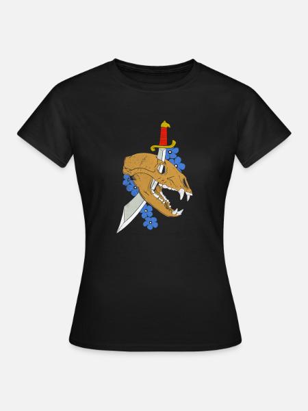 KodiakSchädel mit Dolch und Blüten - Frauen T-Shirt - Schwarz