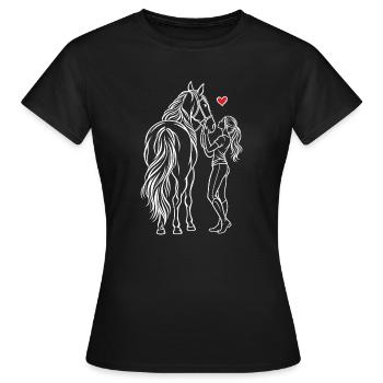 Cavalière de poney montée à cheval - T-shirt Femme - noir - Devant - AI Model Female 172 dark (172cm)