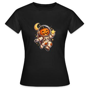 Kürbis-Astronaut - Frauen T-Shirt - Schwarz - Vorne - AI Model Female 172 dark (172cm)